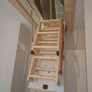 Attic Ladder & LED Mains Lighting 8 Folding timber attic ladder installed in Knocklyon