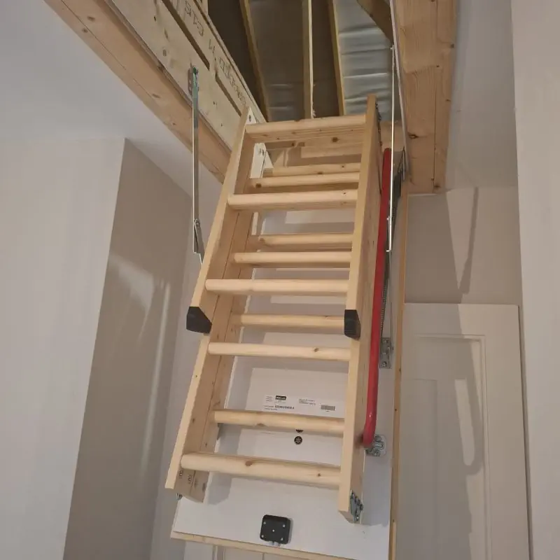 Attic Ladder & LED Mains Lighting 2 Folding timber attic ladder installed in Knocklyon
